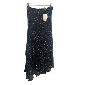 Ghospell Floral Midi Skirt Black